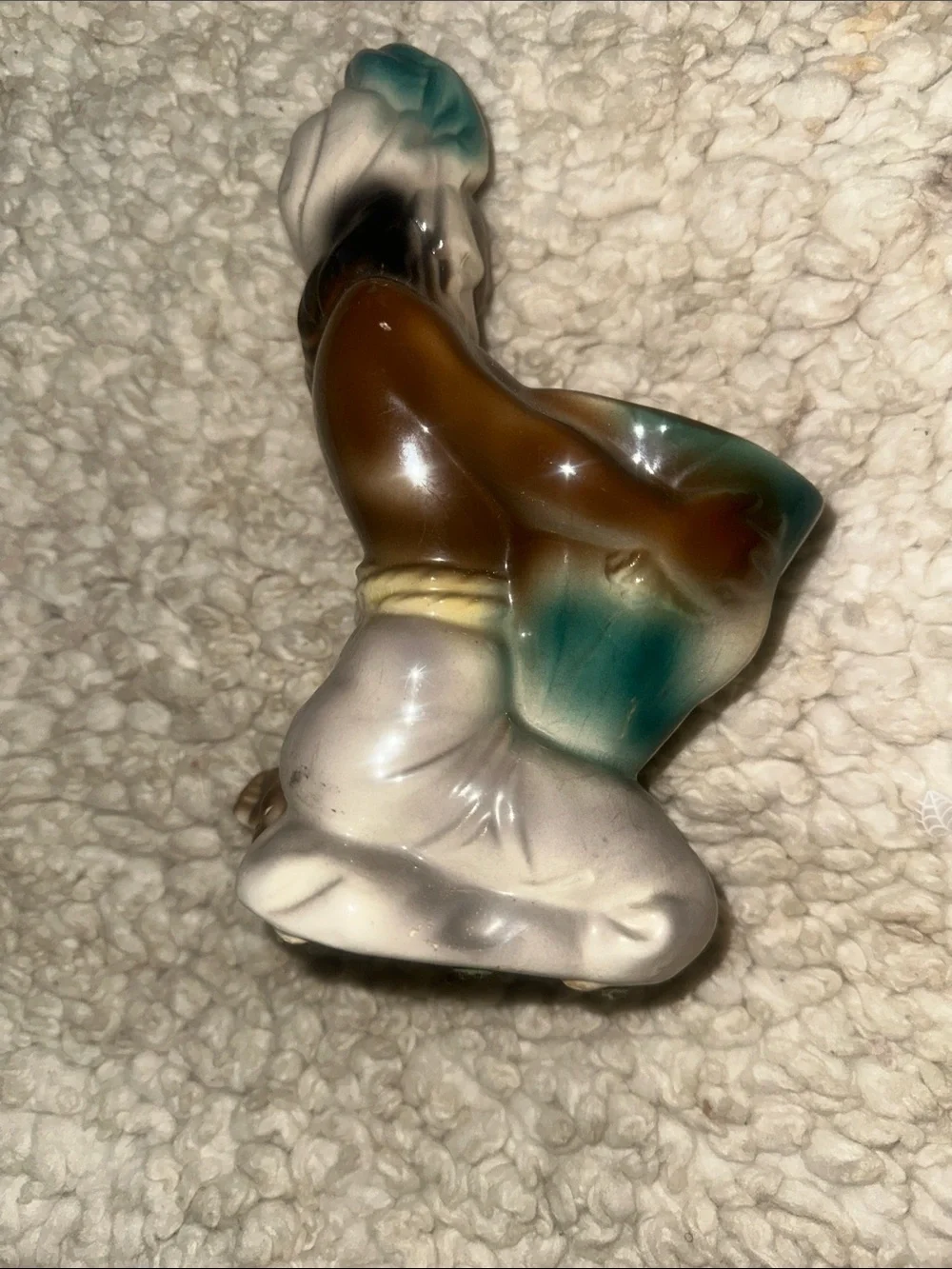 Vintage CollectibleCeramic Accent Figurine in Brown, Cream & Teal - Home Accents